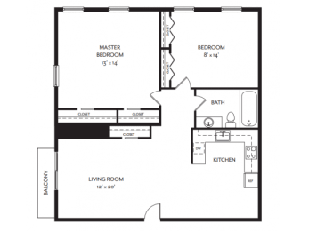 Taymil Andover Place 2 Bedroom 1 Bathroom D Floor Plan